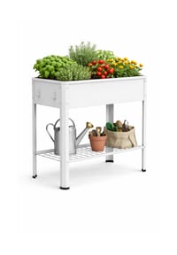 VCM. - Metall Hochbeet mit Ablageboden rechteckig | stehender Pflanzkasten | Blumenkasten für Garten Terrasse Balkon | Blumentopf H. 88 x B. 80 x. T. 35 cm | Balora XL - Grün