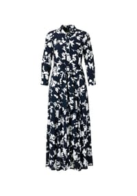 MADELEINE - Langes Druckkleid - marine / weiß