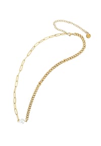 Adelia's - Edelstahl Schmuckset mit Ohrringe + Halskette goldfarben mit schimmernder Perle - gold