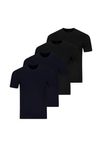 RAGMAN - Unterhemd / Shirt Kurzarm 4er Pack Basic - Grau / blau