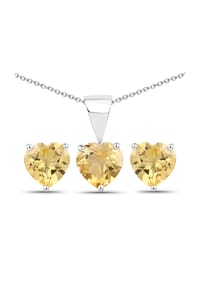 caї - Schmuck-Set 925/- Sterling Silber 3 Citrin 2,1 ct. - weiß