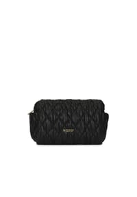 kazar - Schwarze Kosmetiktasche aus Leder mit Steppung - Schwarz