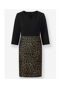 heine - Druck-Kleid - schwarz-oliv-bedruckt