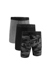 UNDER ARMOUR - Herren Boxershorts, 3er Pack - Performance Tech Long Boxer Briefs, Novelty 9 in, Camouflage, Stretch - Schwarz/Grau