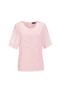 GOLDNER - Kurzgröße:  Bluse mit schimmernden Pailletten - hellmelba