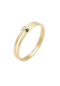 elli. DIAMONDS - Ring Solitär Schwarz Weiss Diamant (0.03 Ct.) 375Er Gelbgold - Gold
