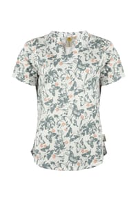 ROADSIGN® australia - Damen Bluse Butterflies mit floralem Allover Print aus fließender Viskose für Sommer, Alltag und Casual Mode - grün/weiss