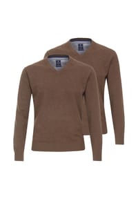 redmond - Pullover 2er Pack Basic - Braun