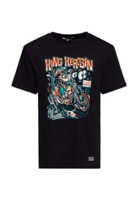 KING KEROSIN - Print-Shirt Großflächiger Comic-Print mit Chopper-Motiv Get On The Throttle - offwhite