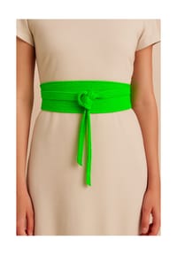 collezione alessandro® - Bindegürtel Neon aus echtem Leder, Made in Italy - gelb