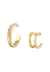 HAZE & GLORY - Ohrringe Earcuff Set Glam Synth. Saphir 925 Silber Vergoldet - Gold
