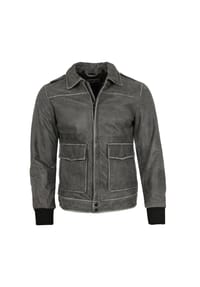 FREAKY NATION® - Herren Lederjacke Blouson Rindsleder grau retro - grau
