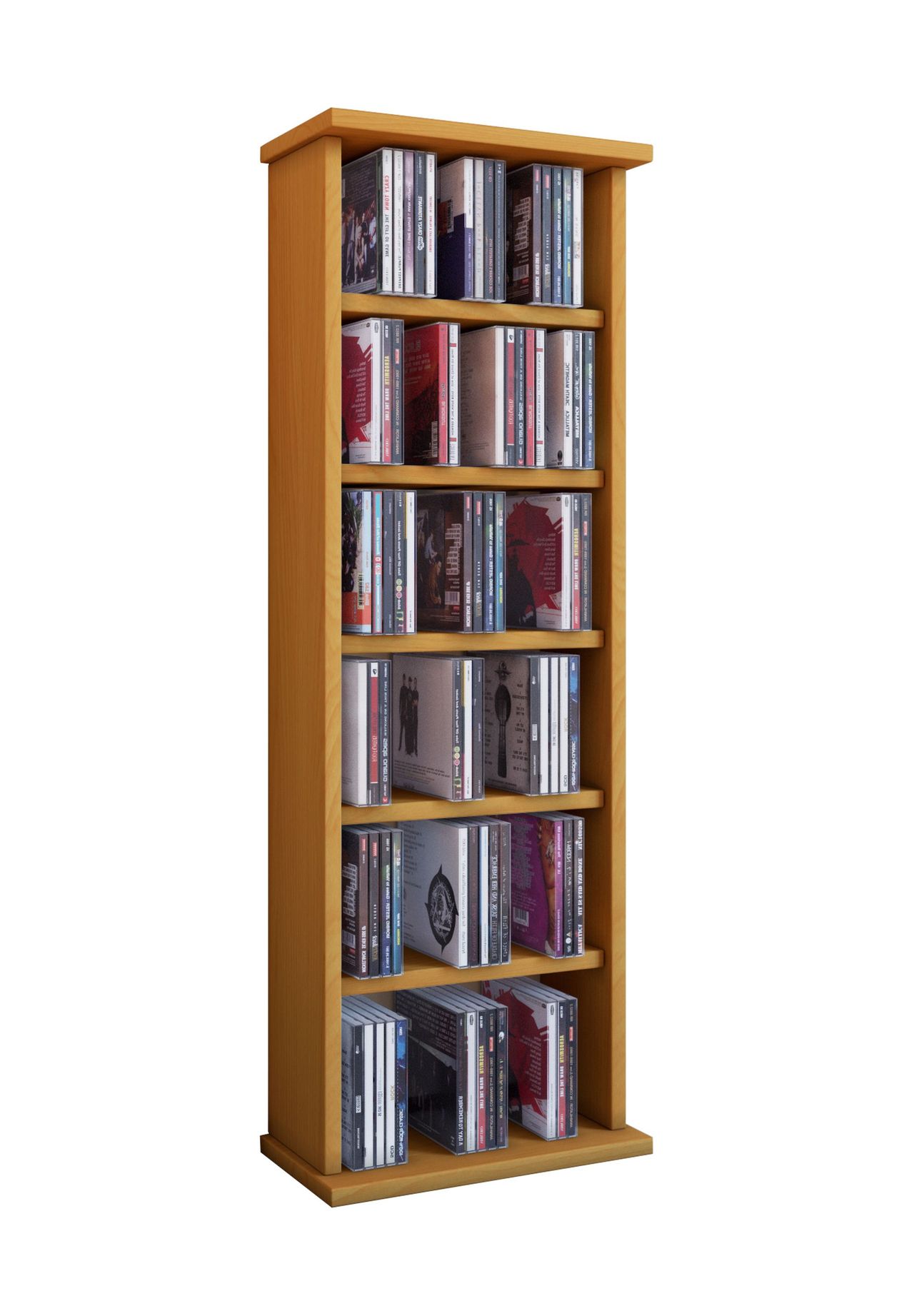 VCM. CD Regal Holz | CD Regal mit Platz fr 150 CDs oder 65 DVDs oder  36-Videos | Mae: H. 92 x B. 31 x T. 18 cm | elegantes DVD Regal