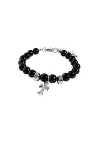 Adelia's - Herren Armband aus Edelstahl 18 cm - silberfarben schwarz