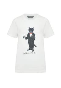 CAT by manii'ta lacitta - Weißes T-Shirt mit Dandy-Katze - weiß