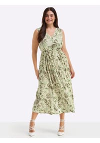 sheego - Jersey-Kleid - champagner-pistazie-gemustert