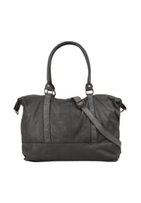 Samantha Look - Reisetasche Echt Leder, Made In Italy - grau