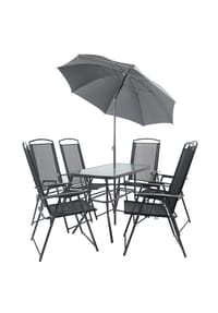 VCM. - 7-tlg Gartenmöbel Set | Sitzgruppe Essgruppe | 1x Tisch, 6x Stühle | Tisch Maße ca. H. 70 x B. 110 x T. 55 cm | Hochlehner Set 110 - Anthrazit