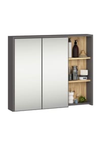 Akord - Badezimmer-Hängeschrank W90 mit 2 Türen und 6 Einlegeböden - artisan-eiche/graphitgrau