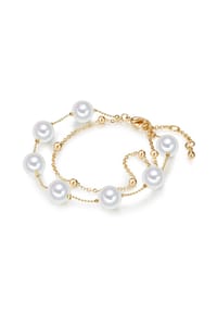 Luluandjane - Damen Armband aus Messing in Gelbgold mit Muschelkernperle - gelbgold