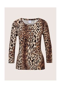 MADELEINE - Shirt mit Leo-Druck und 3/4-Arm - caramel / multicolor