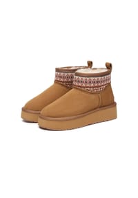 EVERAU® - Damen Gewebte Knöchel-Plattform-Boots – Plover - BLACK