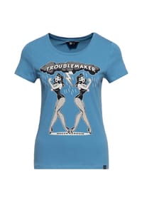 QUEEN KEROSIN - Print-Shirt mit Print im 50s Style - blau