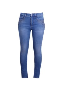 STOOKER® - RIO COLOUR Damen 5-Pocket-Jeans lang - blue denim used