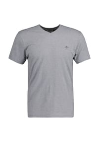 GANT - Herren T-Shirt V-Neck, Slim Fit - SLIM SHIELD V-NECK T-SHIRT, Kurzarm, Cotton - Beige (Oat)