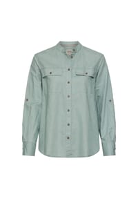 camel active - Bluse mit Stehkragen und Knopfleiste - Jadeblau