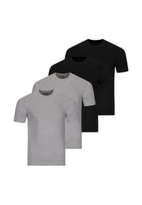 RAGMAN - Unterhemd / Shirt Kurzarm 4er Pack Basic - Grau / blau