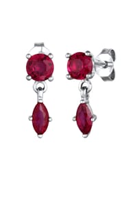elli. PREMIUM - Ohrringe Ohrstecker Lab Grown Rubin 925 Sterling Silber - Silber