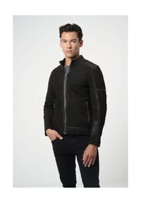 RICANO - Herren Lederjacke Luca, im Biker-Stil - Schwarz