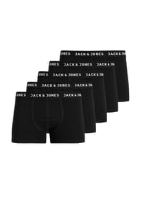 JACK & JONES - Jungen Boxershorts, 5er Pack - JACHUEY TRUNKS, Baumwoll-Stretch, Logobund - Schwarz