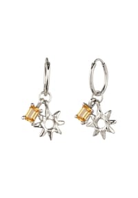 elli. - Ohrringe Creole Mit Citrin Sonne Gelb 925 Sterling Silber - Gold