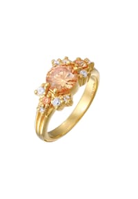 elli. PREMIUM - Ring Cocktail Statement Zirkonia 925 Silber - Gold