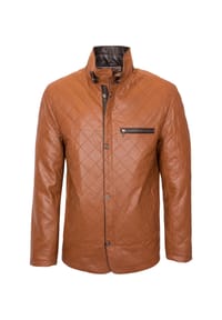 Lolus - Lederjacke Leno Cognac Dunkelbraun Elegante Herren Steppjacke aus Lammnappa Leder - Cognac Dunkelbraun