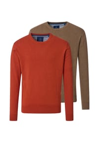 redmond - Pullover 2er Pack Basic - Braun