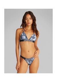 Calvin Klein - Triangle Bikini-Oberteil, Logo-Bund, für Damen - 0GR BLACK