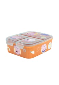 COFI - Peppa Pig Kinder Brotdose – Lunchbox mit 3 Fächern & tollem Design - Orange 6,7x16,5x19,5 cm