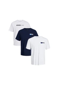 JACK & JONES - T-Shirt 3er Pack Corp - Black / small print
