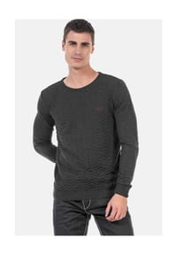 CIPO & BAXX® - Pullover mit Zopfmuster, CP240 - ANTHRACITE