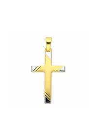 Adelia's - Adelia's Kreuzanhänger 585 Gold ( 14K ) – Goldanhänger Kreuz - silber