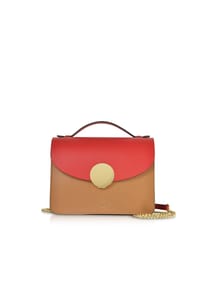 LePARMENTIER PARIS NEW ONDINA COLOR BLOCK - New Ondina Color Block Flap Top Satchel Bag - caramel/dark Green