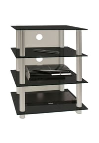VCM. - Hifi Möbel | Rack Schrank Phono Regal | Alusäulen Glasböden | Maße H. 70 x B. 59 x T. 49 cm | Phono Mediaregal - Blados - Klarglas
