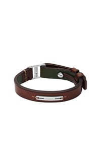 FOSSIL EVERETT - Fossil Herrenarmband Machine aus grünem und braunem Leder, JF04963040 - Multi
