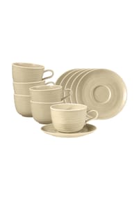Seltmann Weiden Milchkaffeetassen mit Untertassen Terra 400 ml 6er Set - TERRA - beige