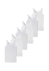 SCHIESSER - Unterhemd / Tanktop 6er Pack Kids Girls Feinripp Organic Cotton - Weiß / Hellrosa