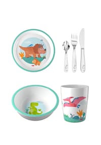 HABA - Geschirr-Set Schüssel, Teller, Becher & Besteck - Dino