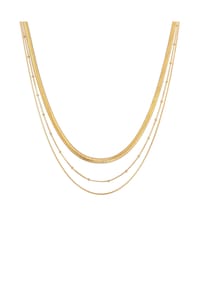 elli. PREMIUM - Halskette Layer 3-Reihig Flach Rund Kugelkette 925 Silber - Gold